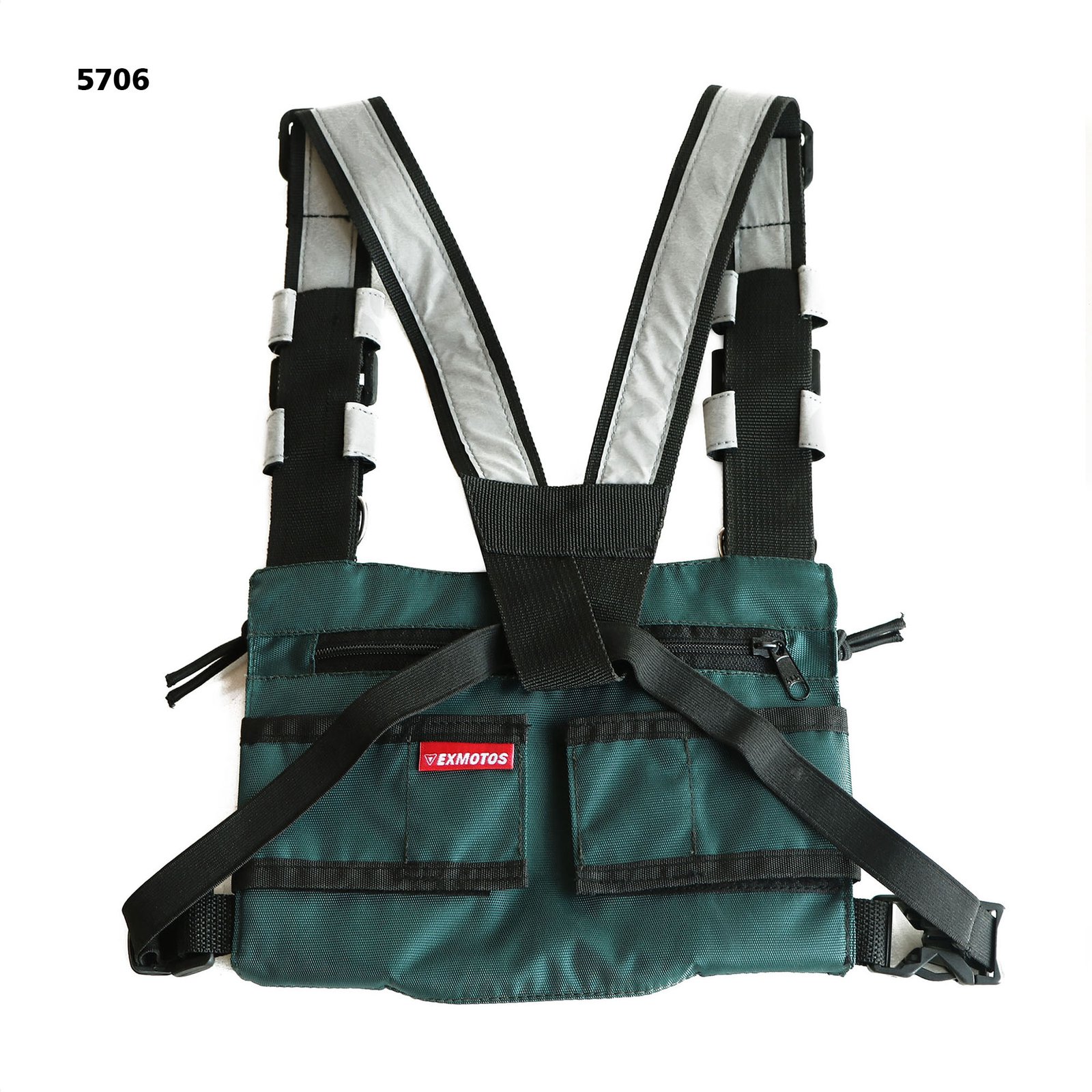 Pechera Porta Radio con Reflectivos - Verde