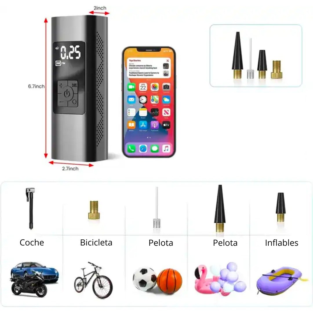 Inflador SEISA AF-C04 de Llanta Multifuncional Compresor Aire - Image 3